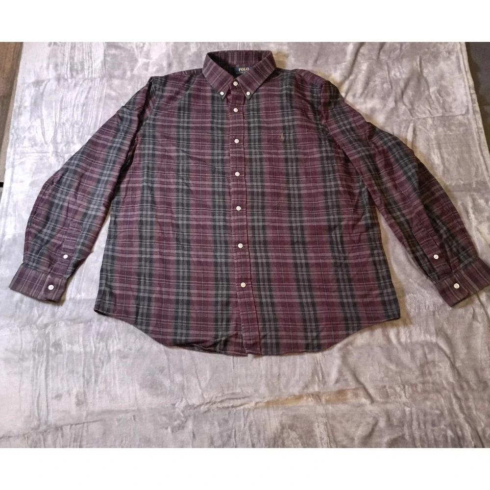 Polo Ralph Lauren Mens XXL Classic Fit Performance Plaid Button Down Shirt Red